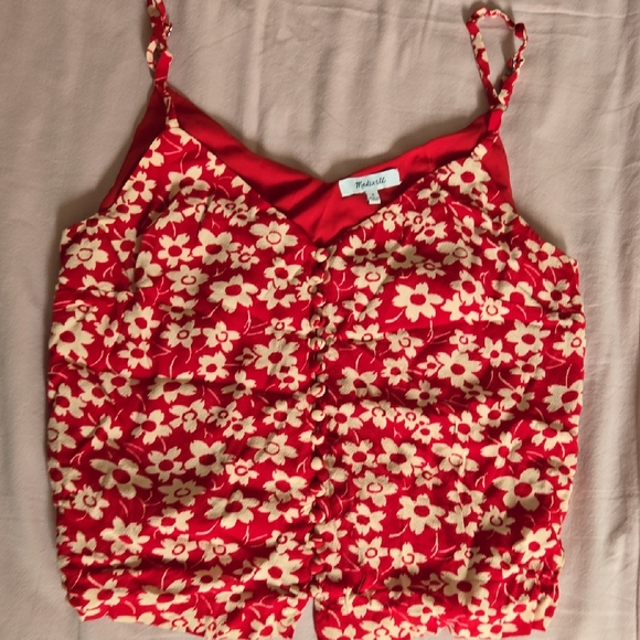 Madewell Red and Cream Floral Top - Picture 1 of 4